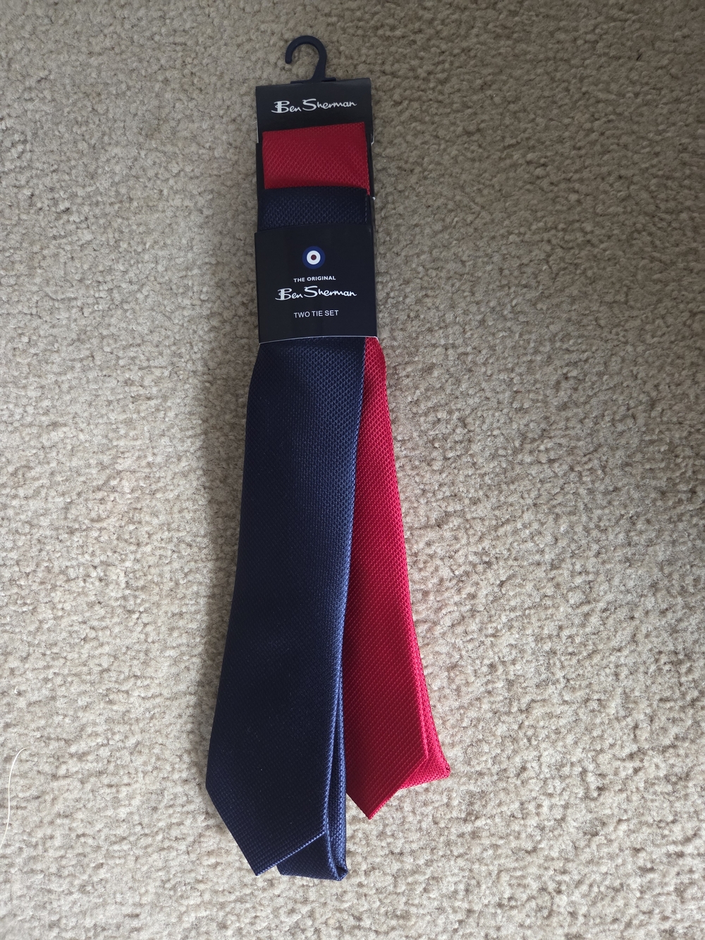 Ben Sherman Navy and Red Tie Duo